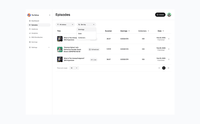EPISODES WITH SORTING