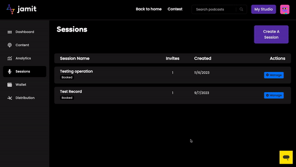 CURRENT SESSIONS SCREEN