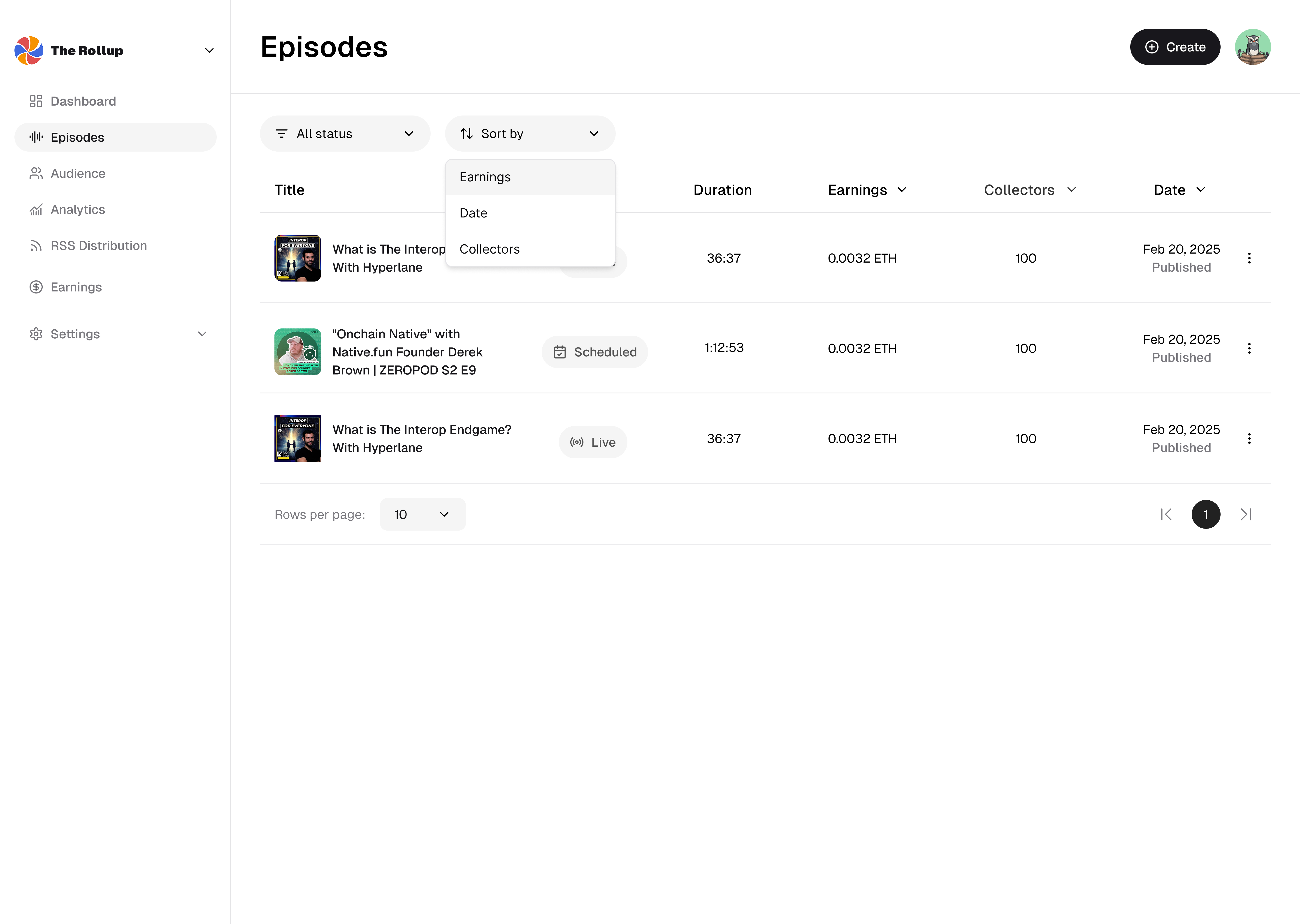 EPISODES WITH SORTING