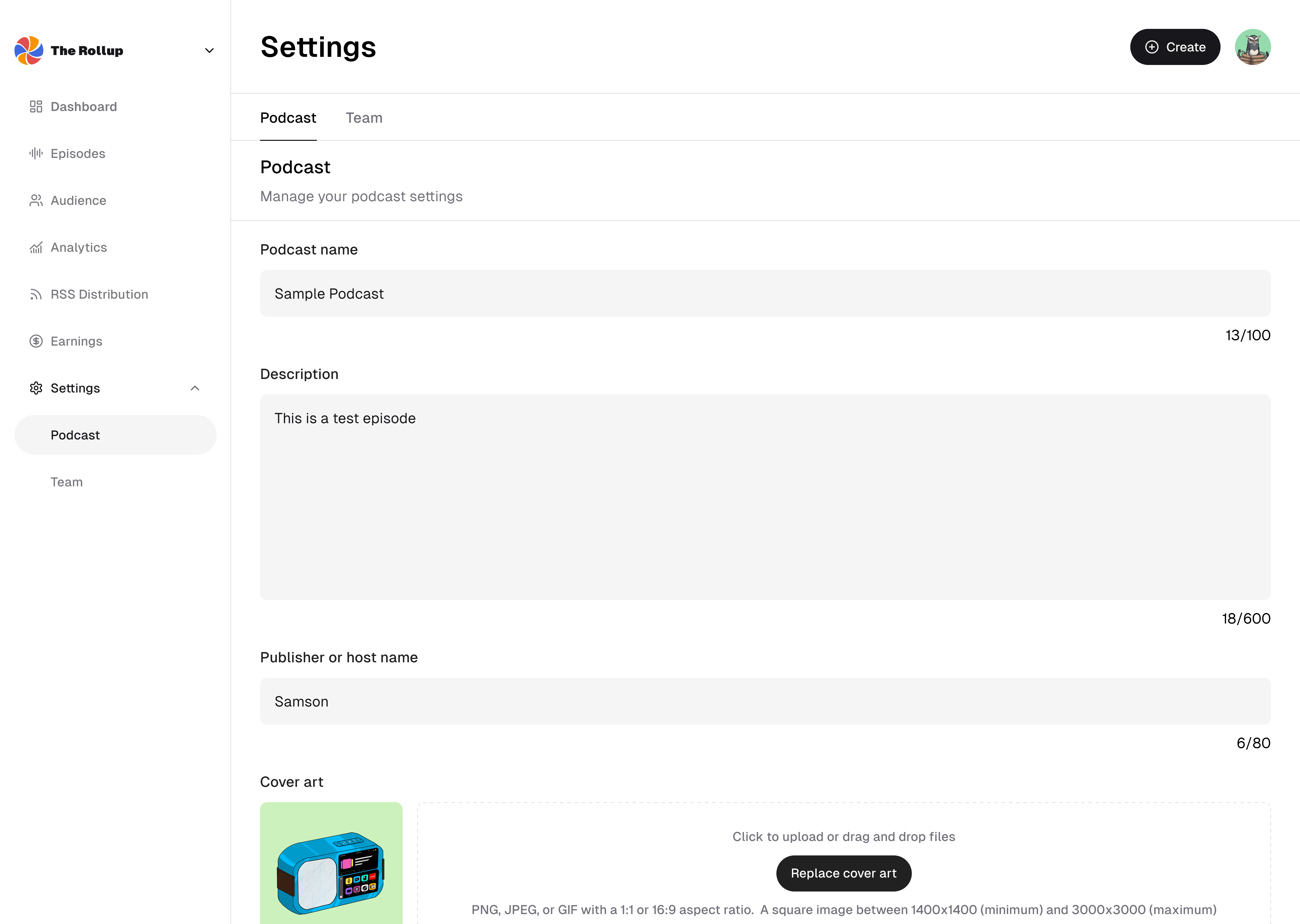 SETTINGS FOR PODCAST