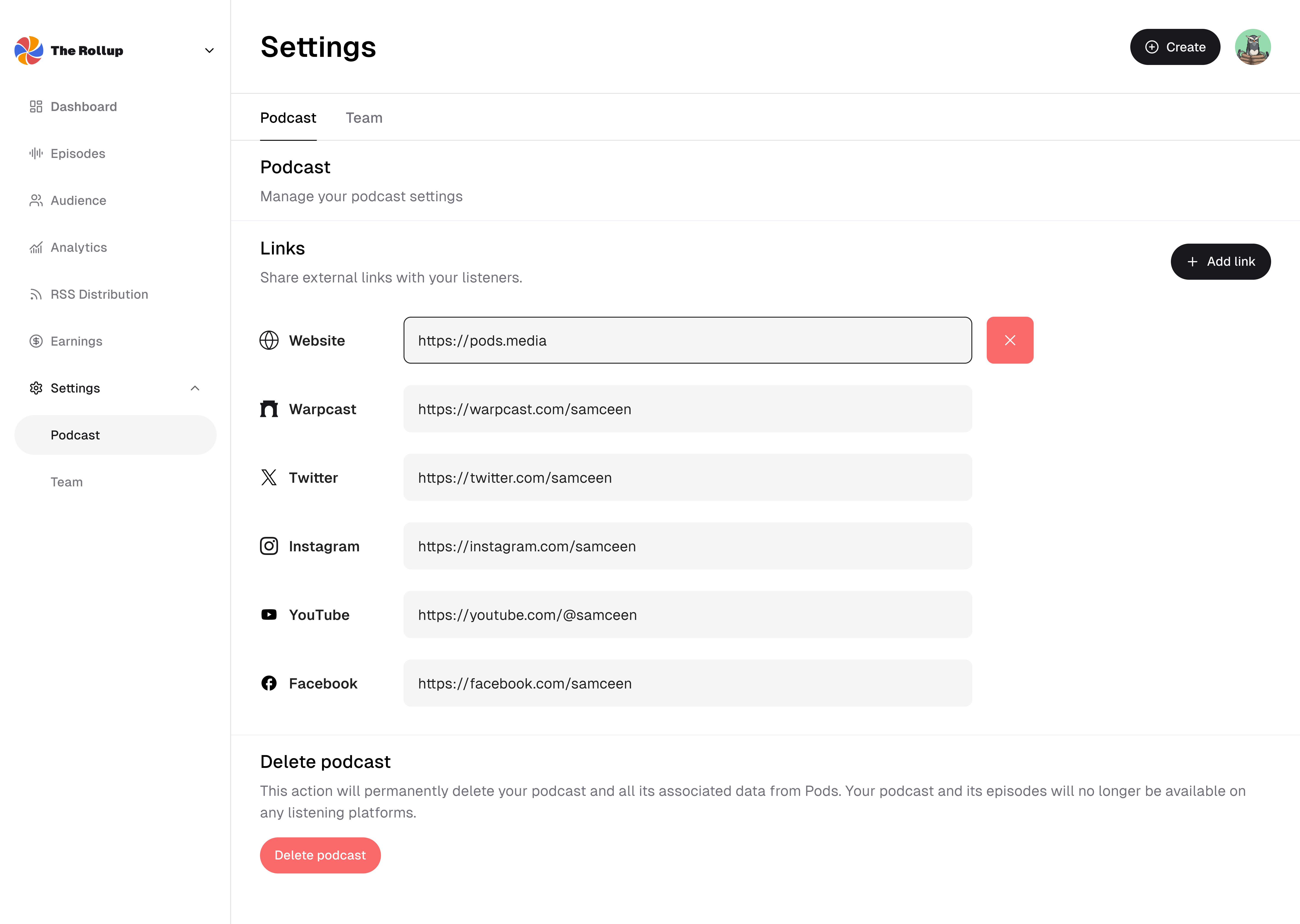 ADDING SOCIAL LINKS FOR PODCASTS